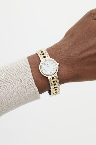 Hermès Vintage Stainless Steel & 18K Gold Clipper Two Tone Watch