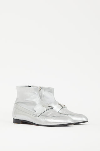 Hermès Silver Leather Saint Honore Loafer Boot