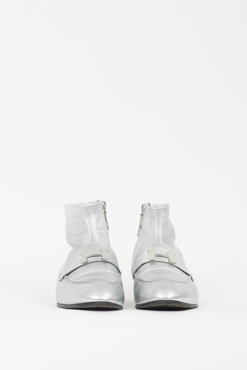 Hermès Silver Leather Saint Honore Loafer Boot