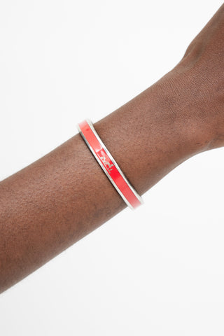 Hermès Silver & Red Calèche Bangle