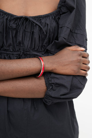 Hermès Silver & Red Calèche Bangle