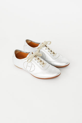 Hermès Silver Perforated H Sneaker
