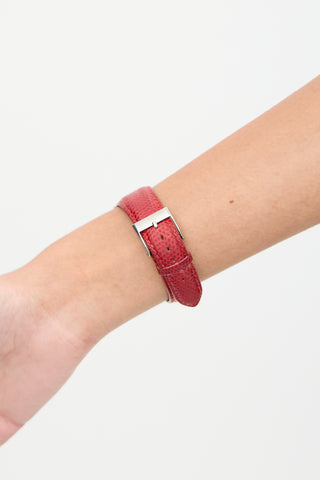 Hermès Silver & Red Leather Cape Cod Watch