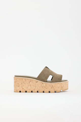 Hermès Suede Eze 30 Platform Sandal