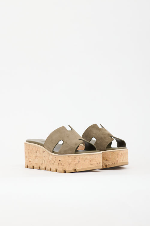 Hermès Suede Eze 30 Platform Sandal