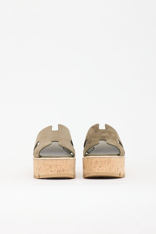 Hermès Suede Eze 30 Platform Sandal