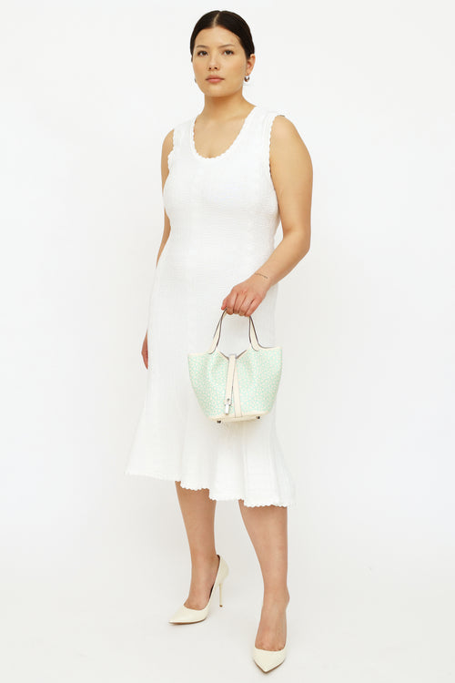 Hermès 2022 Limited Edition Nata & Vert Swift Lucky Daisy Picotin Lock 18 Bag
