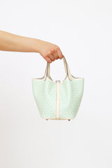 Hermès 2022 Limited Edition Nata & Vert Swift Lucky Daisy Picotin Lock 18 Bag
