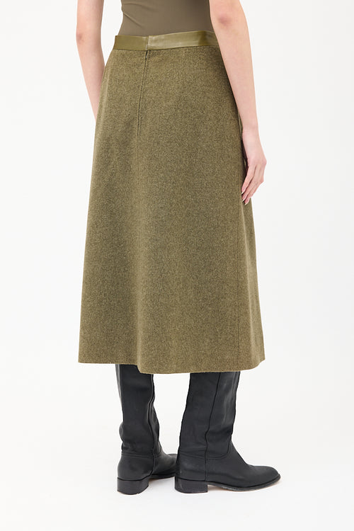 Hermès Vintage Green Wool & Cashmere Midi Skirt