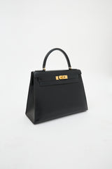 Hermès Vintage Noir Box Kelly Sellier 28 Bag