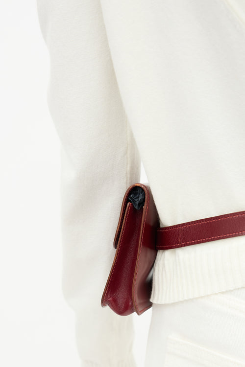 Hermès Vintage Rouge H Box Leather Pochette Belt Bag