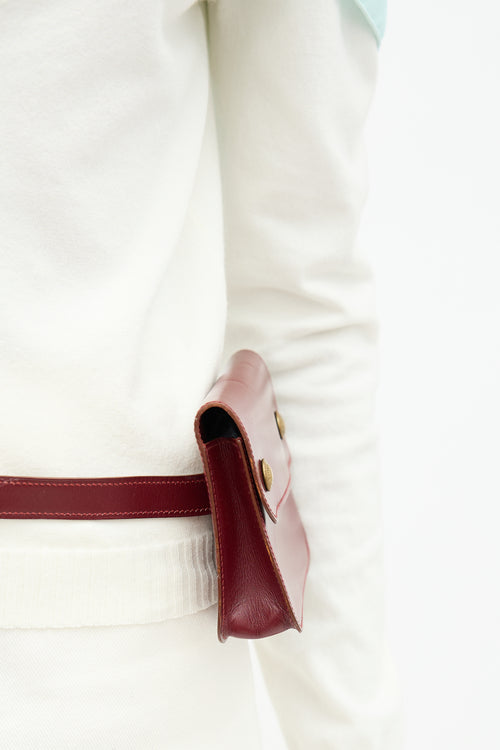 Hermès Vintage Rouge H Box Leather Pochette Belt Bag