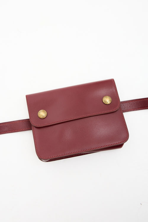 Hermès Vintage Rouge H Box Leather Pochette Belt Bag