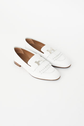 Hermès White & Silver Royal Leather Loafer