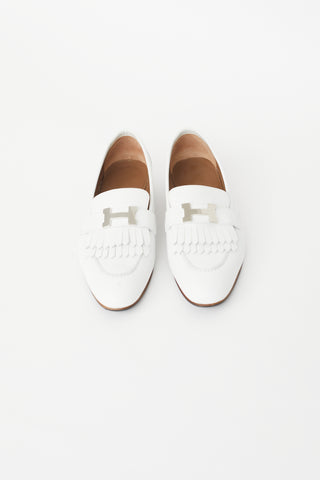 Hermès White & Silver Royal Leather Loafer