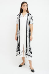 Hermès White & Black Printed Silk Dress