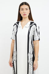 Hermès White & Black Printed Silk Dress