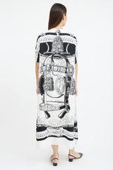 Hermès White & Black Printed Silk Dress