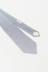 Hermès White & Blue Silk Patterned Tie