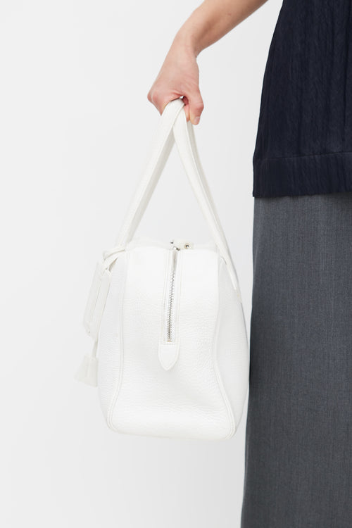 Hermès White Clemence Victoria II 35 Bag