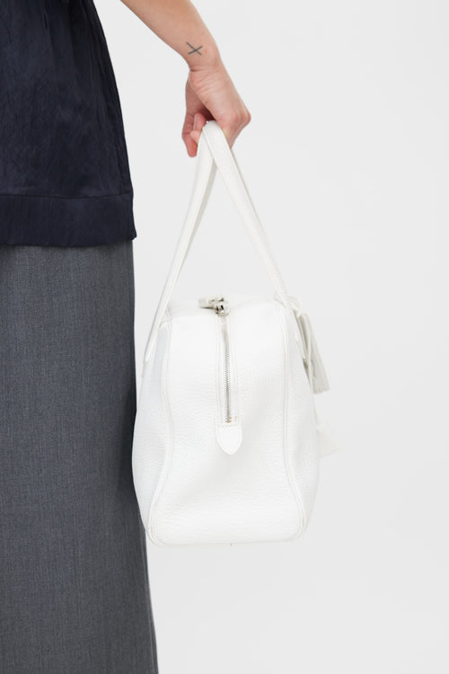 Hermès White Clemence Victoria II 35 Bag