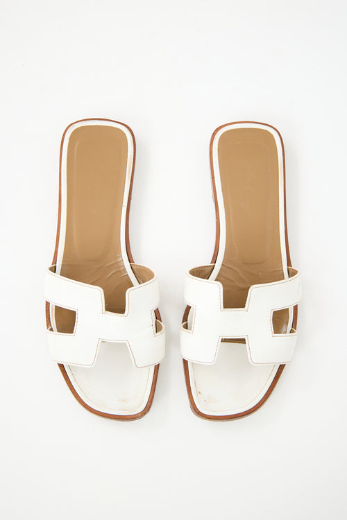 Hermès White Havane Leather Oran Sandal