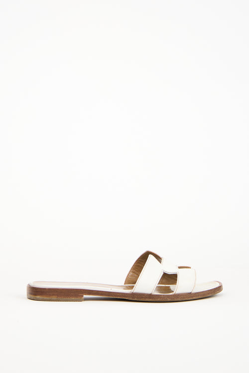 Hermès White Havane Leather Oran Sandal