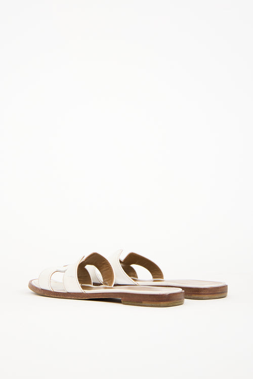 Hermès White Havane Leather Oran Sandal