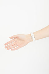 Hermès White Leather & Silver Small Heure H Watch