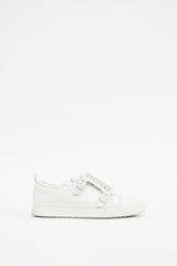 Hermes White & Silver Leather Studded Sneaker