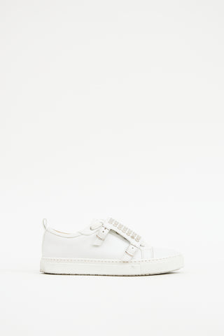 Hermes White & Silver Leather Studded Sneaker