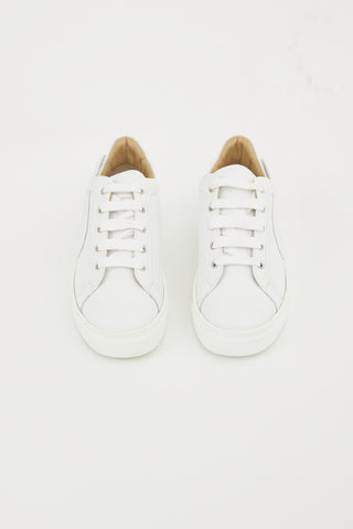 Hermes White Leather Velvet Veau Wing Sneaker