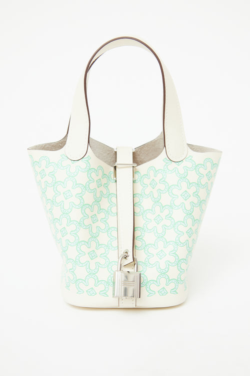 Hermès 2023 Nata & Vert Swift Lucky Daisy Micro Picotin Bag