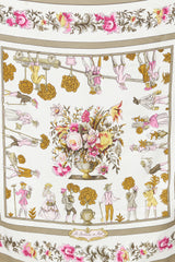 Hermès White & Multi Silk Les Jardiniers du Roy Print 90 Scarf