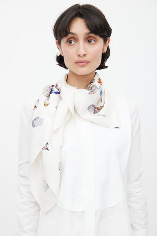 Hermès 2007 White & Multi Mineraux 90 Scarf