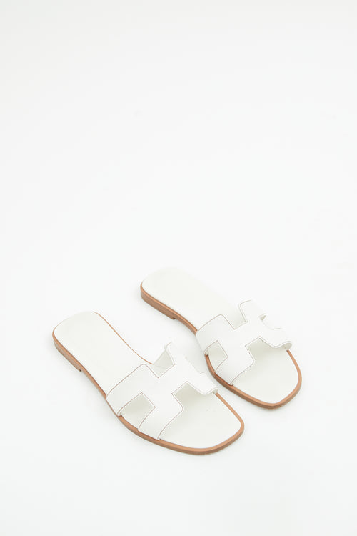 Hermès White Oran Sandal