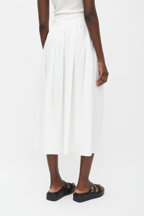 Hermès White Pleated Maxi Skirt