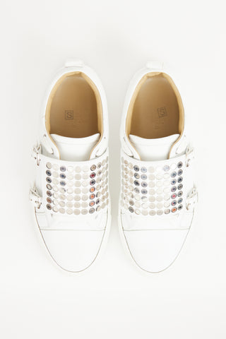 White & Silver Leather Studded Sneaker