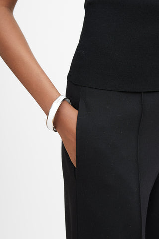 Hermès White & Silver Printed Logo Caleche Bangle