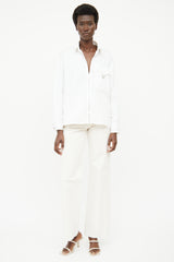 Hermès White Zip Cotton Long Sleeve Shirt