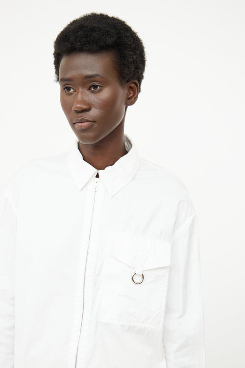 Hermès White Zip Cotton Long Sleeve Shirt