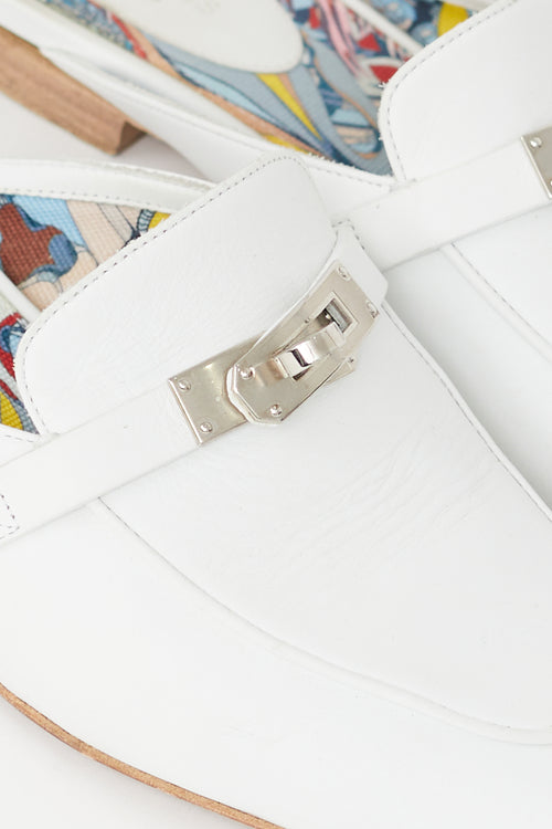 Hermès White Leather Oz Loafer Mule