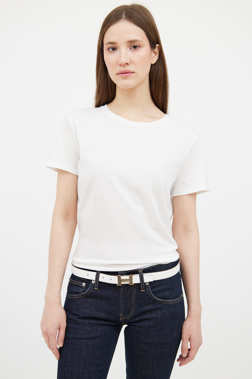 White & Etoupe Mini Reversible Constance Belt