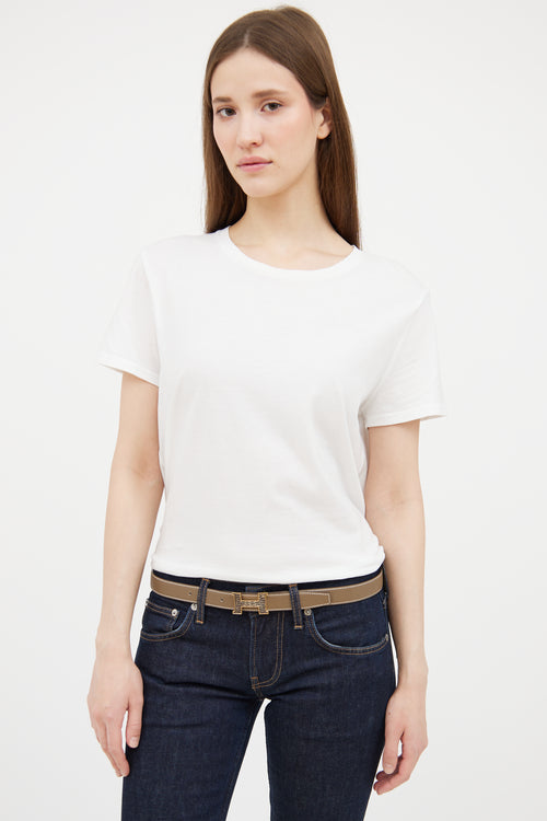 White & Etoupe Mini Reversible Constance Belt