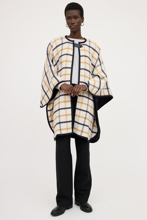 Hermès Wool Reversible Plaid Cape