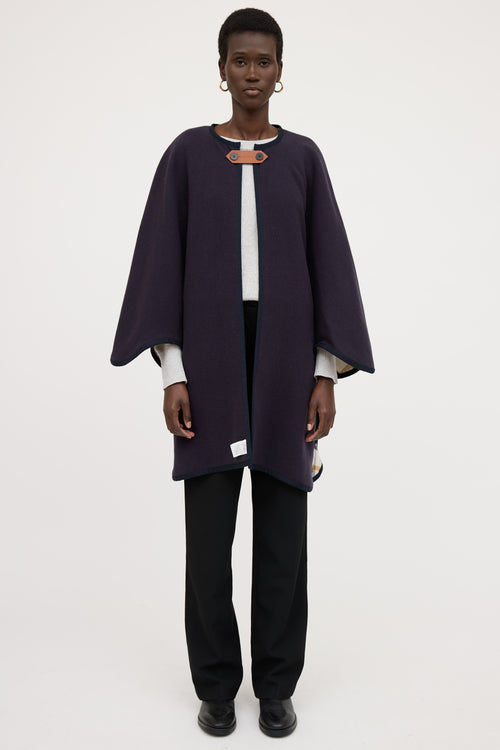 Hermès Wool Reversible Plaid Cape