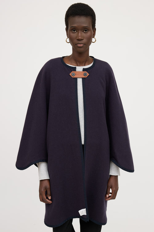 Hermès Wool Reversible Plaid Cape