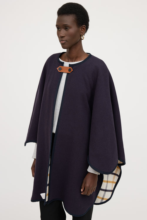 Hermès Wool Reversible Plaid Cape