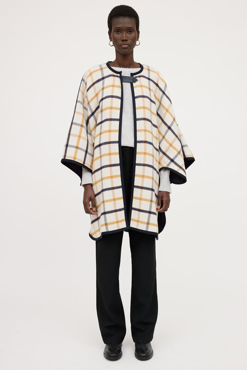 Hermès Wool Reversible Plaid Cape