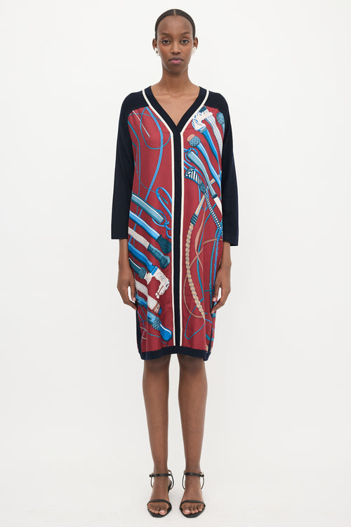 Hermès Wool & Silk Fouets Et Badines Dress